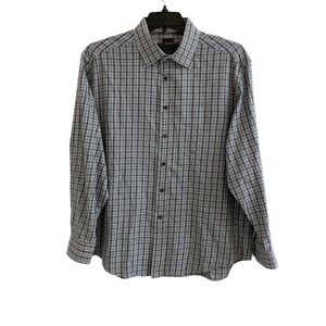 Jos A Bank RESERVE Shirt Mens Large Gray Traditional Fit Cotton Cashmere Plaid